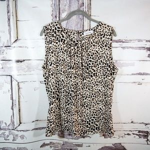 Calvin Klein Leopard Print Animal Blouse